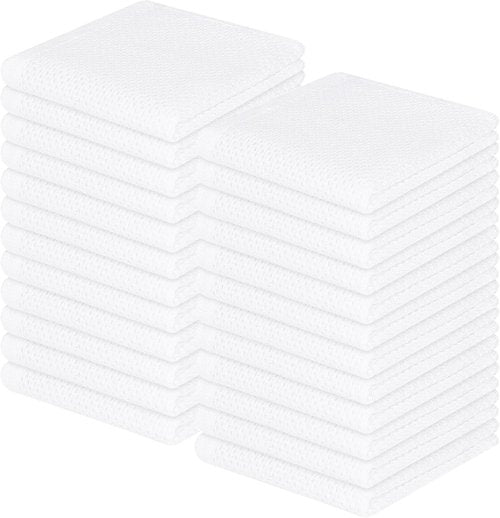 Homaxy 100% Cotton Dish Cloths - Ultra Soft, Absorbent & Quick Drying | 12x12 Inches, 24-Pack, White
