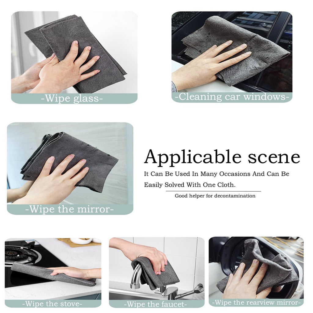 BOOLUU 5pcs 9×7 Inches Real Magic Cloth Thickened Magic Cleaning Cloth Microfiber Magic Cleaning Cloth for Mirror, Glass, Window and Cars