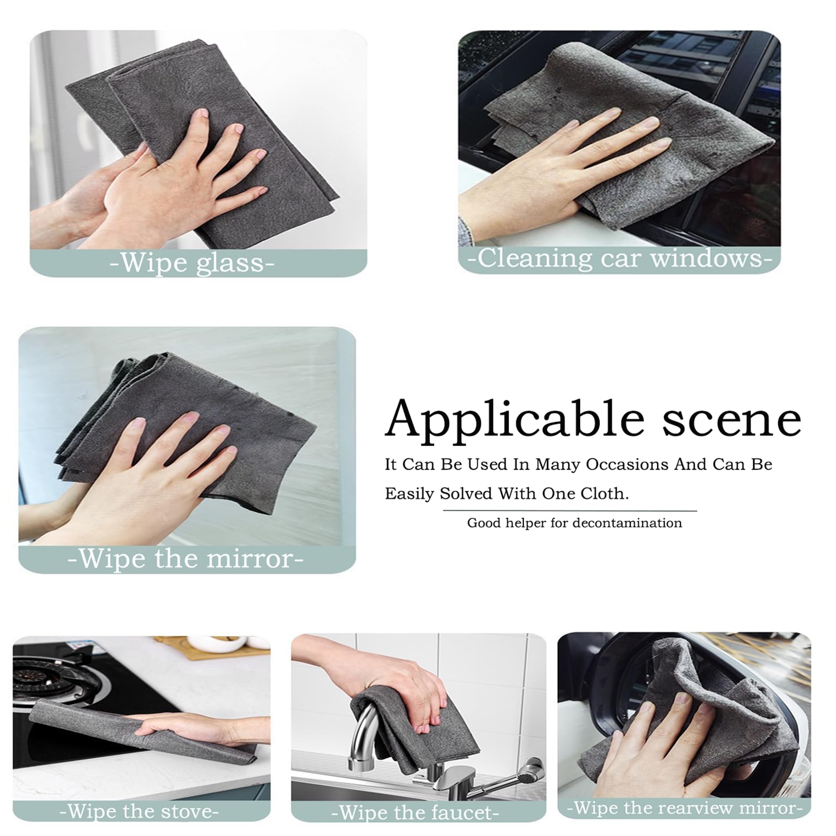 BOOLUU 5pcs 9×7 Inches Real Magic Cloth Thickened Magic Cleaning Cloth Microfiber Magic Cleaning Cloth for Mirror, Glass, Window and Cars