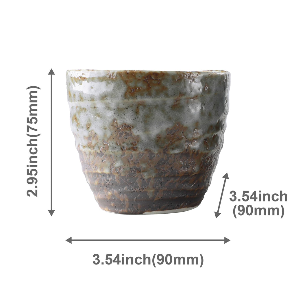 Asayu Japan Handpainted Glazed Ceramic Tea Cups Set of 2 6.7oz (200ml), Made in Japan MIno Ware Pottery Glass for Hot and Cold Drinks - 2PCS Mino Glaze Tea Cup Set