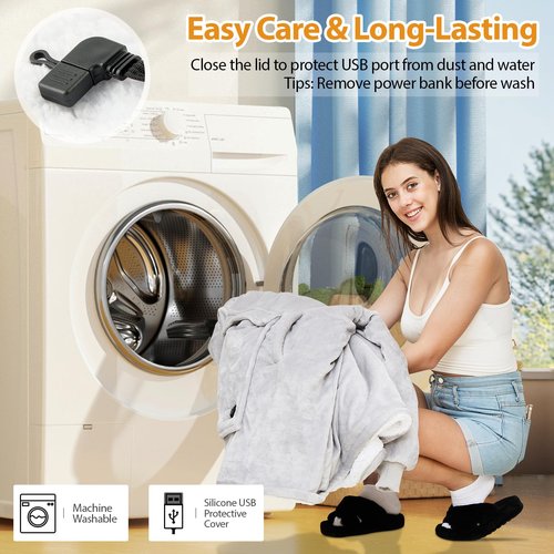 FirstE Wearable Heated Blanket Hoodie, Portable USB Heated Hoodie Blanket, Comfy Electric Wearable Hooded Sweatshirt for Women Adults Outdoor Indoor Warm,Large Pocket,3 Heating Levels,3h Auto Shut-off