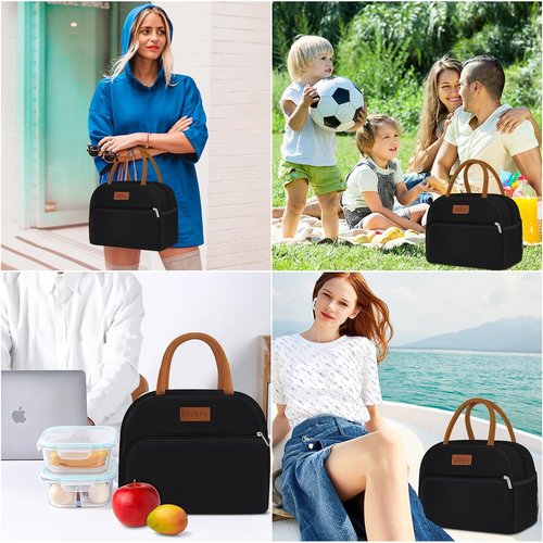 Coobiiya Insulated Lunch Box - Leakproof & Reusable Tote Bag for Work/Travel | Compact 10L (Black)