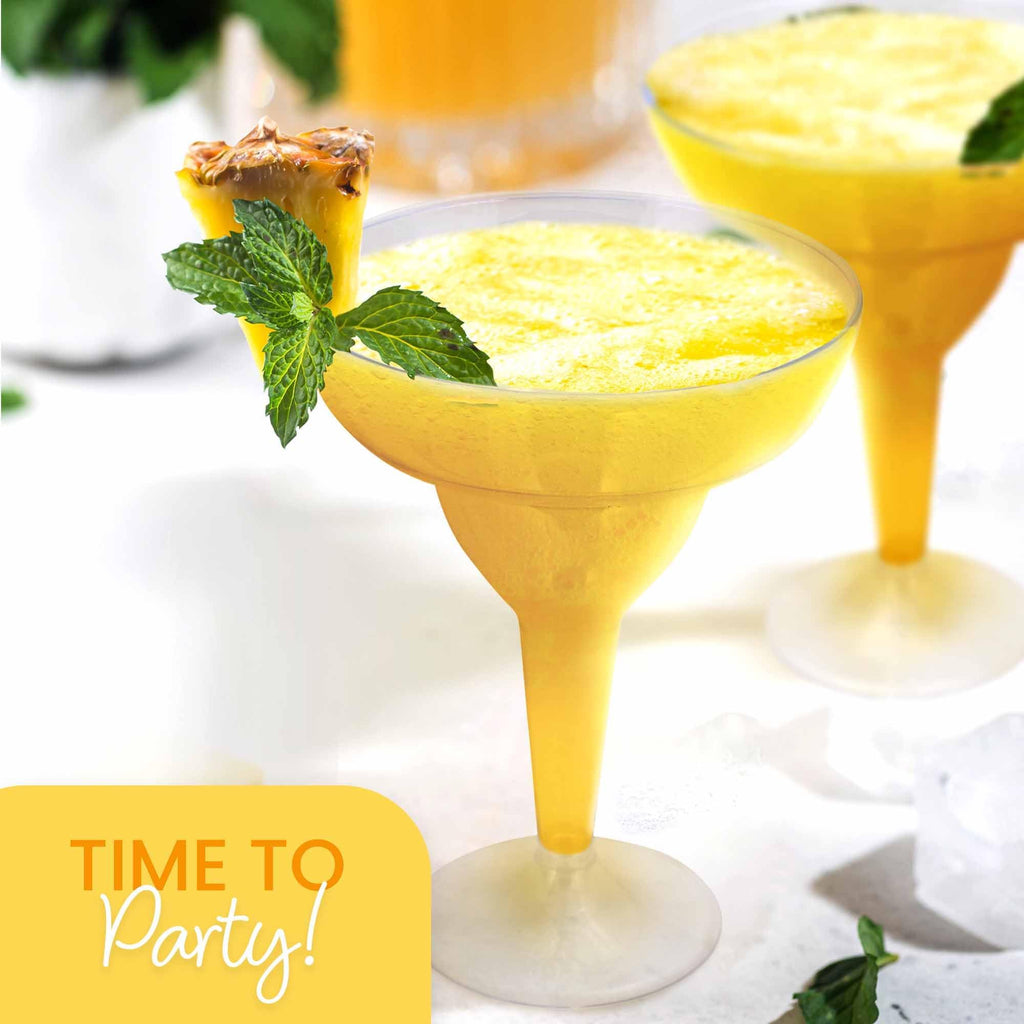 Stock Your Home Clear Plastic Margarita Glasses Disposable (Set of 24) Decorations for Cinco de Mayo Parties, Cocktail Cups for Tropical Party Supplies - Large 12 oz Hurricane Glasses