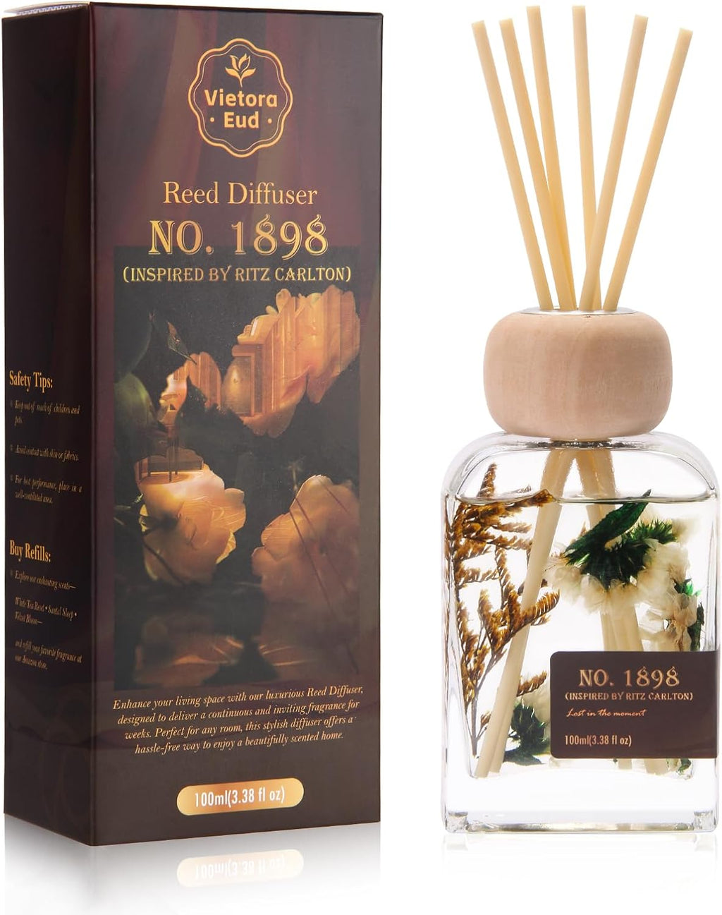 Ritz Carlton Luxury Reed Diffuser - No.1898 Hotel Collection | 100ml Long-Lasting Room Freshener Gift Set