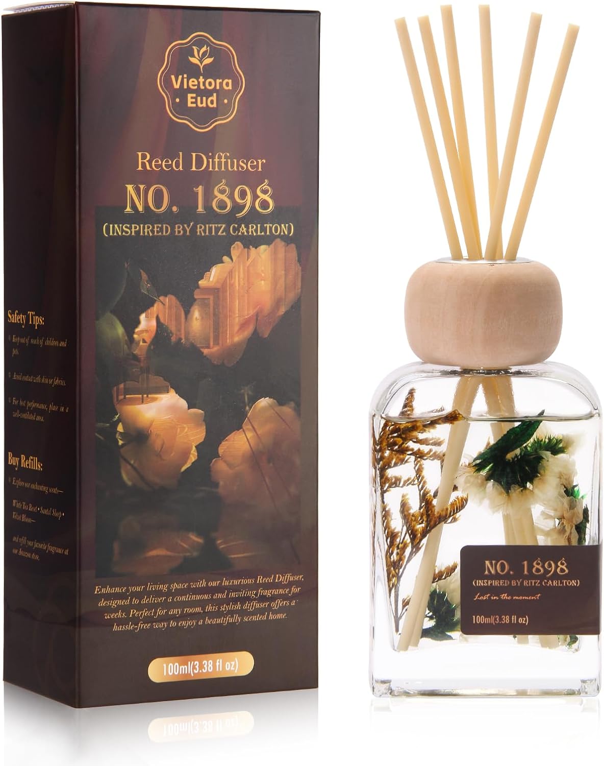Ritz Carlton Luxury Reed Diffuser - No.1898 Hotel Collection | 100ml Long-Lasting Room Freshener Gift Set