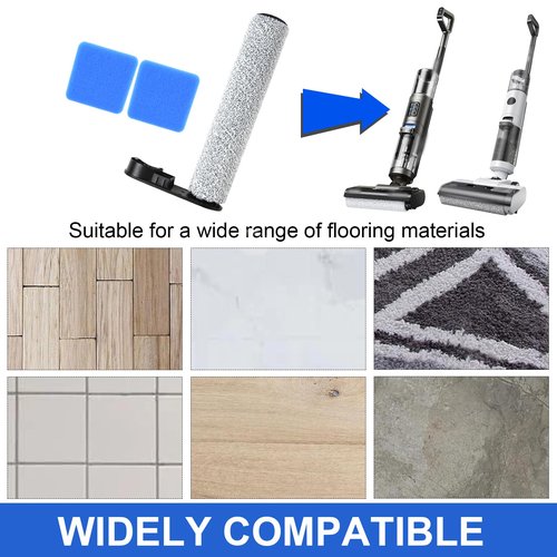 PhoebCynthi Replacement Brush Roller Accessories Kit Compatible with Eureka NEW430BL and Compatible with Jonr ED12/ ED12 Lite Cordless Wet Dry Vacuum Cleaner.（3 Brush Rollers +6 Sponges）
