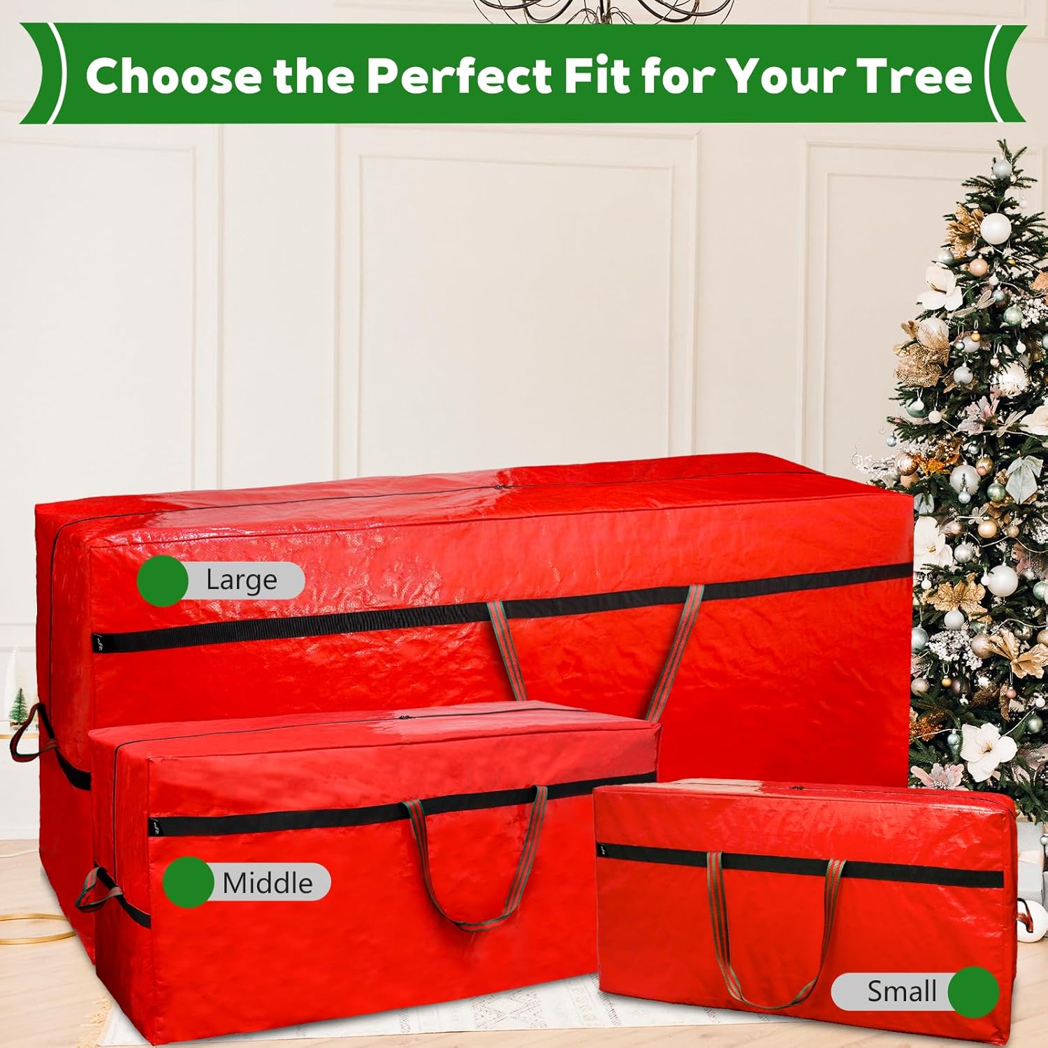 Regine Switzerland Christmas Tree Storage Bag - Waterproof & Tearproof for 4FT/5FT Trees | Easy Transport in Red