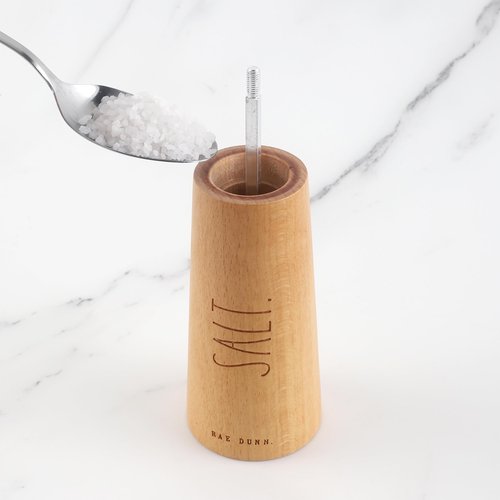 Rae Dunn Salt and Pepper Grinder Set of 2 - Bamboo Sea Salt Pepper Grinder - Classy Salt and Pepper Shakers - Pepper Mill & Salt Mill, Sage