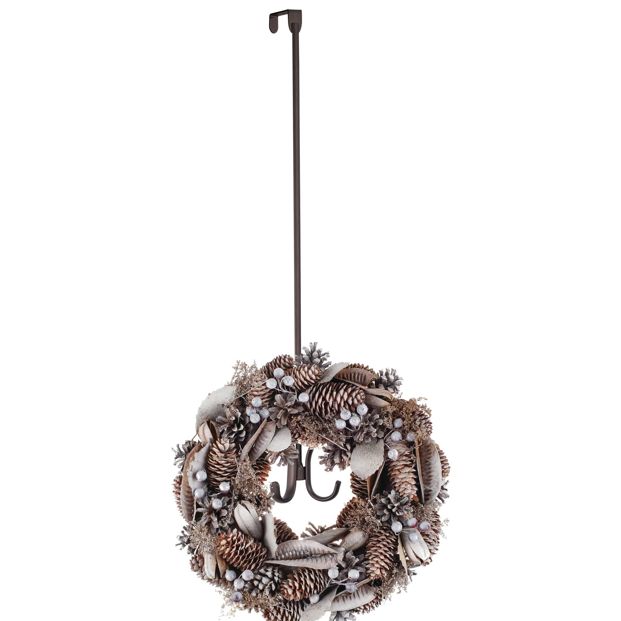 InterDesign Axis Easy Reach 24" Quad Hook, Over the Door Towel Holder or Coat Rack for Bathroom, Bedroom, Office Closet Storage, 4.7" x 3.8" x 24", Bronze