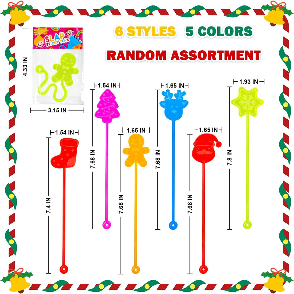 Skiennix Christmas Stocking Stuffers - 36 PCS Holiday Sticky Hands Party Favors for Kids | Non-Candy Treats