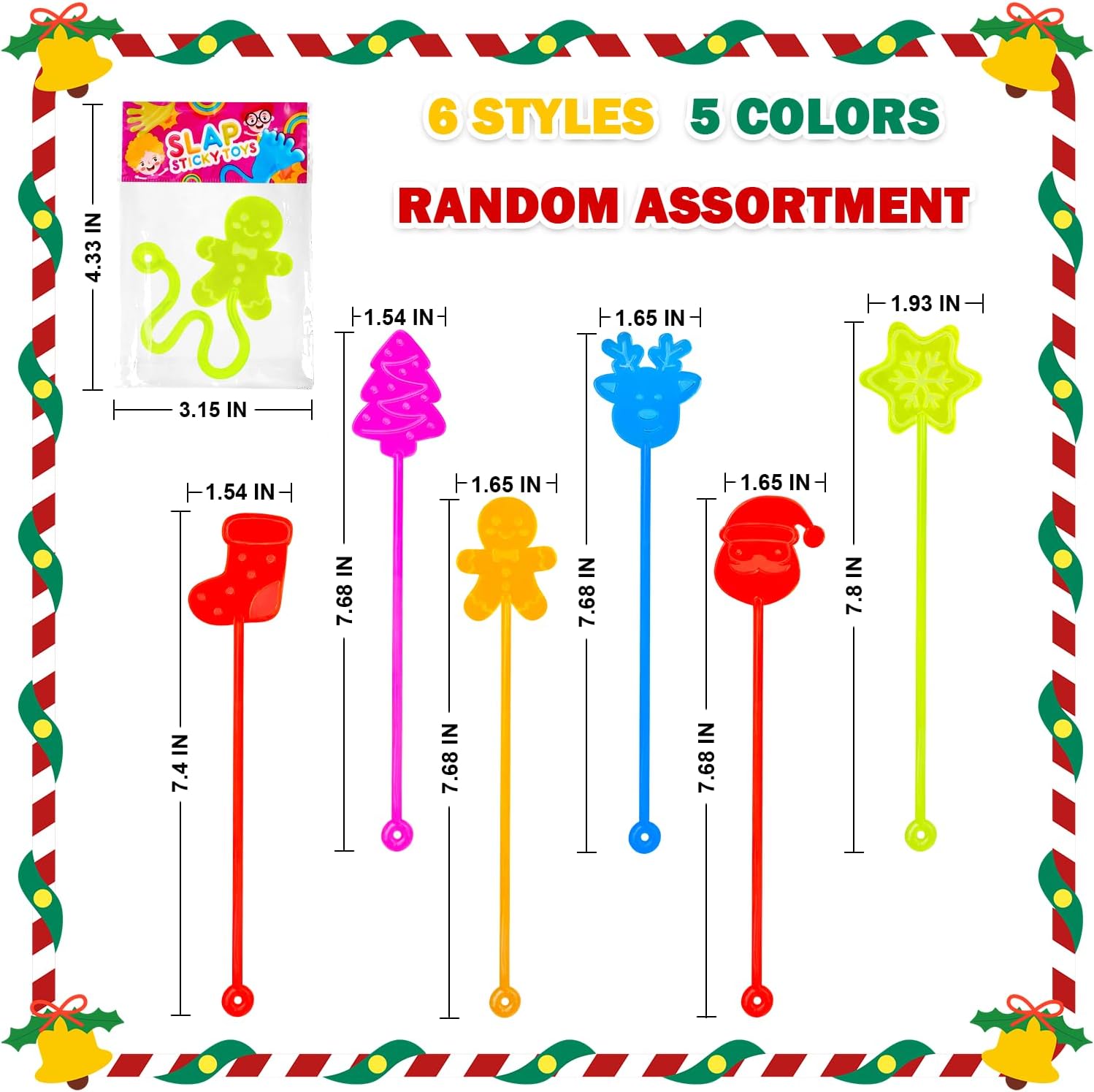 Skiennix Christmas Stocking Stuffers - 36 PCS Holiday Sticky Hands Party Favors for Kids | Non-Candy Treats