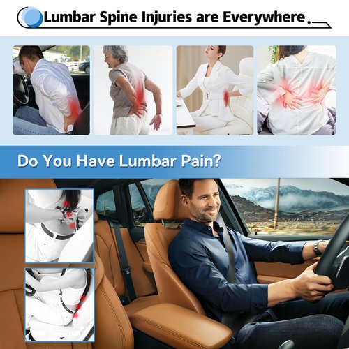 Lumbar Support Pillow for Car, 100% Memory Foam Lumbar Pillow with Breathable Removable Cover, Ergonomic Design - Back Pillow Lumbar Support Pillow for Car Seat/Back Pain Relief(Ice Silk Black, 1PC)