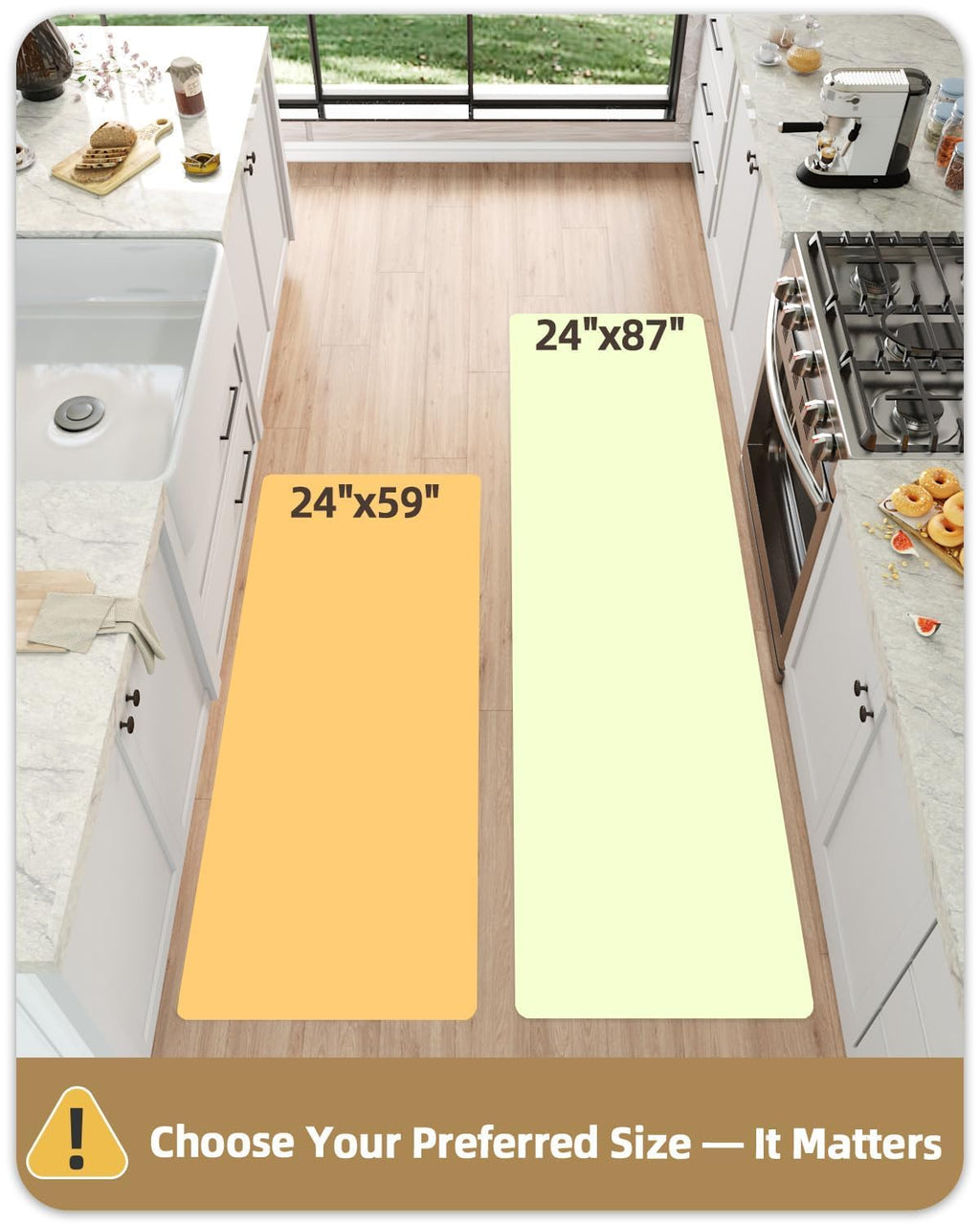 Color&Geometry Kitchen Floor Mats Anti Fatigue, Cushioned Boho Rugs,Waterproof Non Slip Kitchen Runner for Sink, Standing Mats for Office,24"x59",Beige