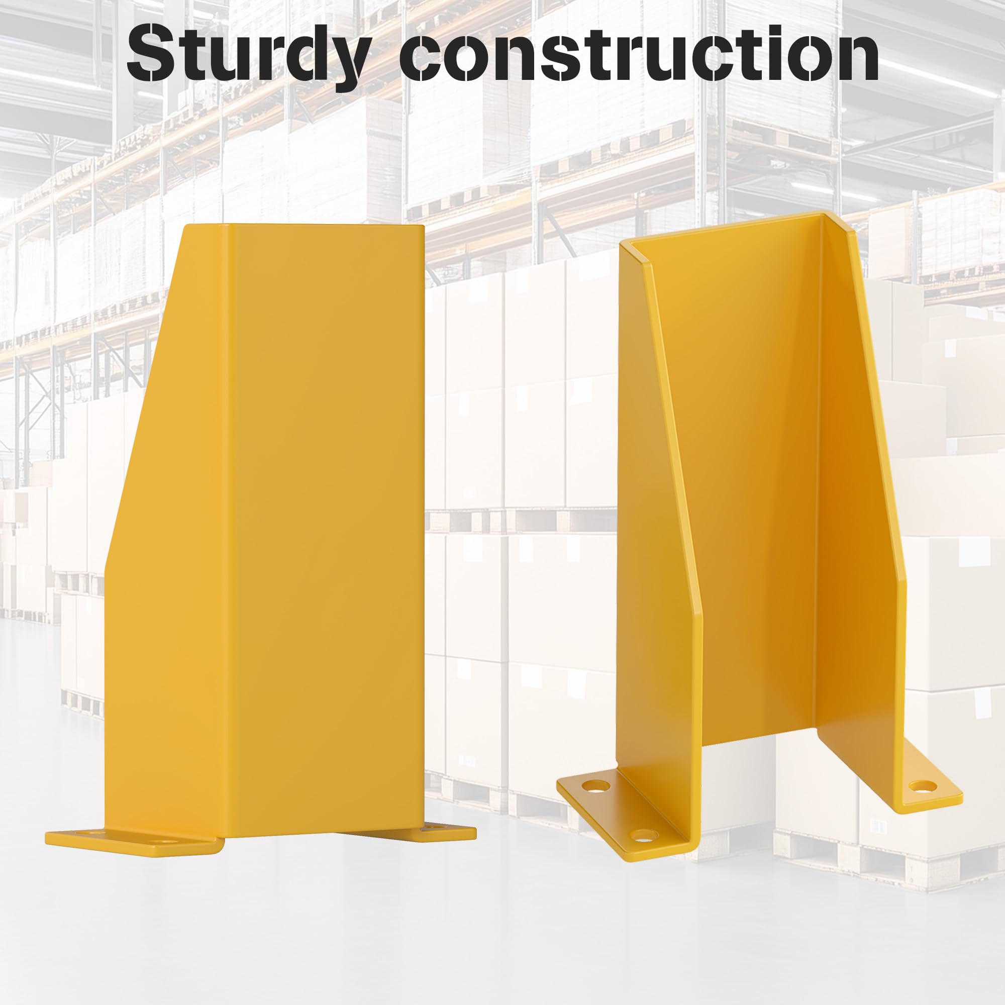 Nisorpa Pallet Rack Post Protectors, 12" Pallet Racking Guards with Hardware U Shape Safety Yellow Pallet Edge Protectors Set of 2