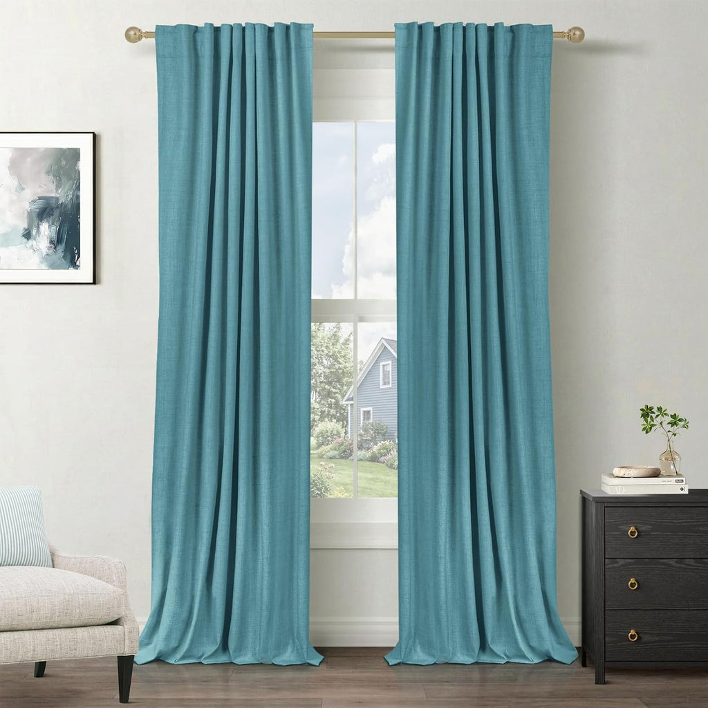 Skiennix 100% Blackout Curtains - Thermal Insulated Drapes for Bedroom | 50" W x 90" L, Dark Cyan