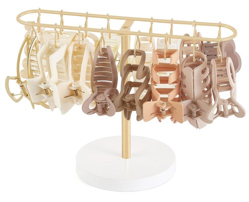 Mkono Metal Claw Clip Organizer Hair Claw Holder for Women and Girls Accessory Storage Display Stand for Dressing Table Bedroom Bathroom Decor, Gold