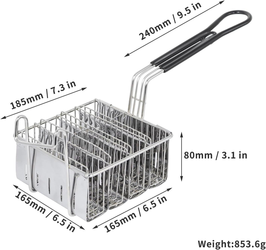Skiennix Taco Fryer Basket - Stainless Steel Deep Fryer with Handle | Flat Bottom Shell Mold