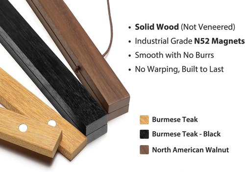HONKKI Magnetic Poster Frame Hanger - Natural Teak | Ideal for Photos, Prints, Maps & Canvas Art