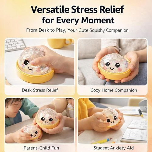 Giant Mystery Glitter Dumpling Squishy - Jumbo 4-Inch Stress Ball | 14 Colors Random Gift Box (8 Pcs)