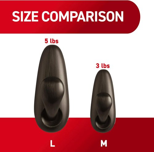 Command 5 lb Large Oil Rubbed Bronze Coat Hooks - Damage-Free Adhesive Strips for Home Decor | 2 Hooks Included