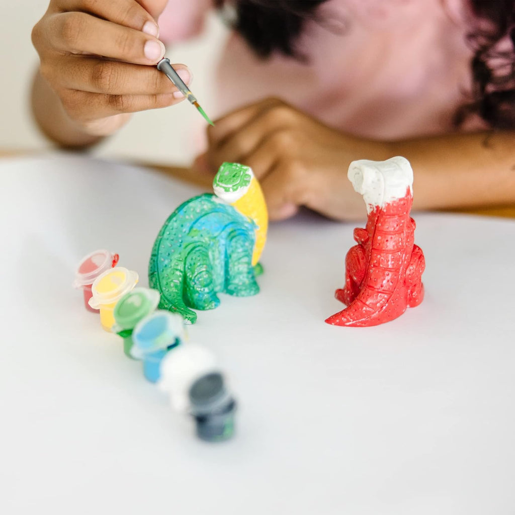 Melissa & Doug Dinosaur Figurines Craft Kit - Create Your Own Dinosaurs with 2 Resin Figures & 6 Paints