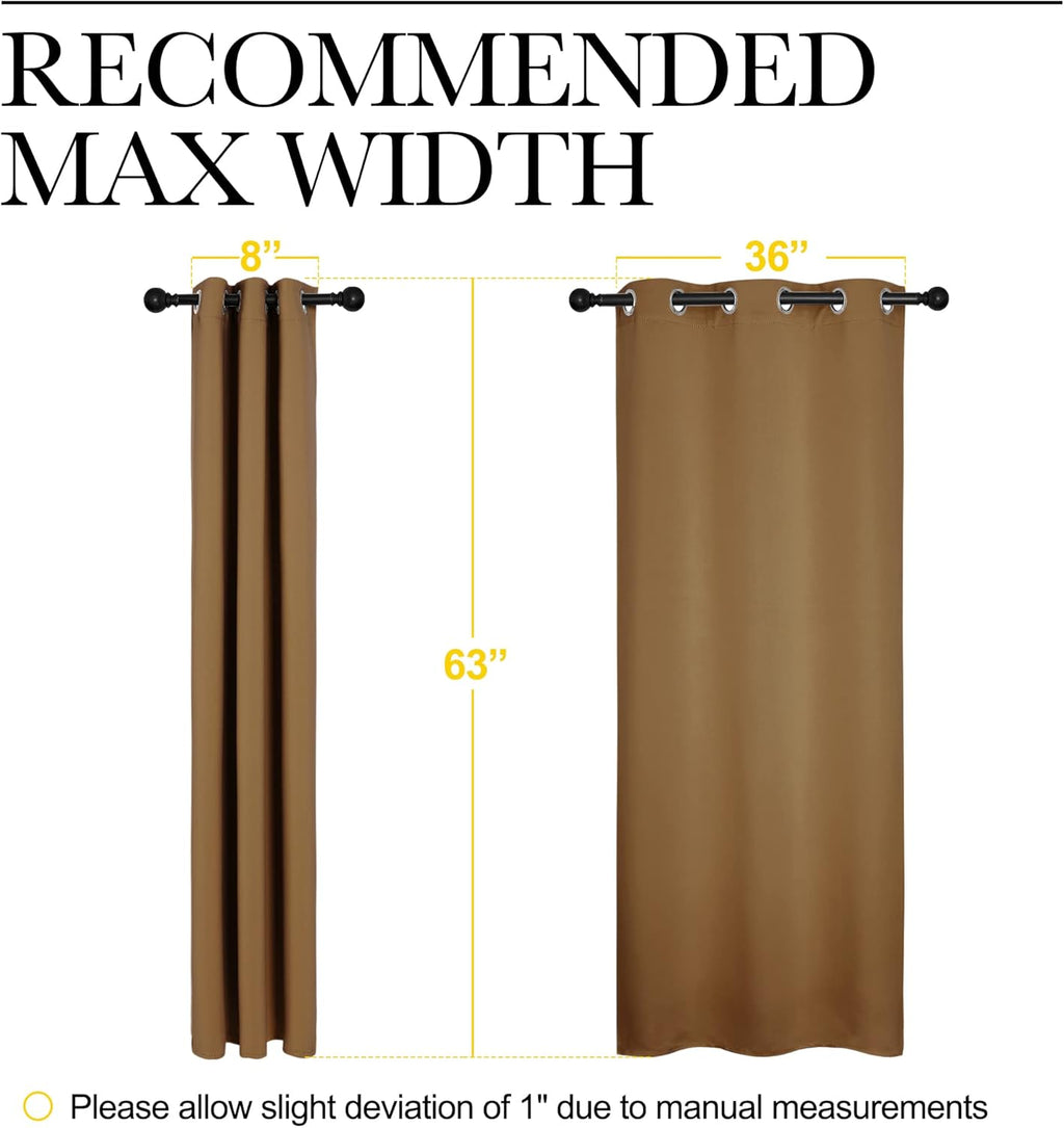 NICETOWN Blackout Curtains - Noise Reducing & Draft Blocking | 63-Inch Length, 2 Panels in Gold Brown