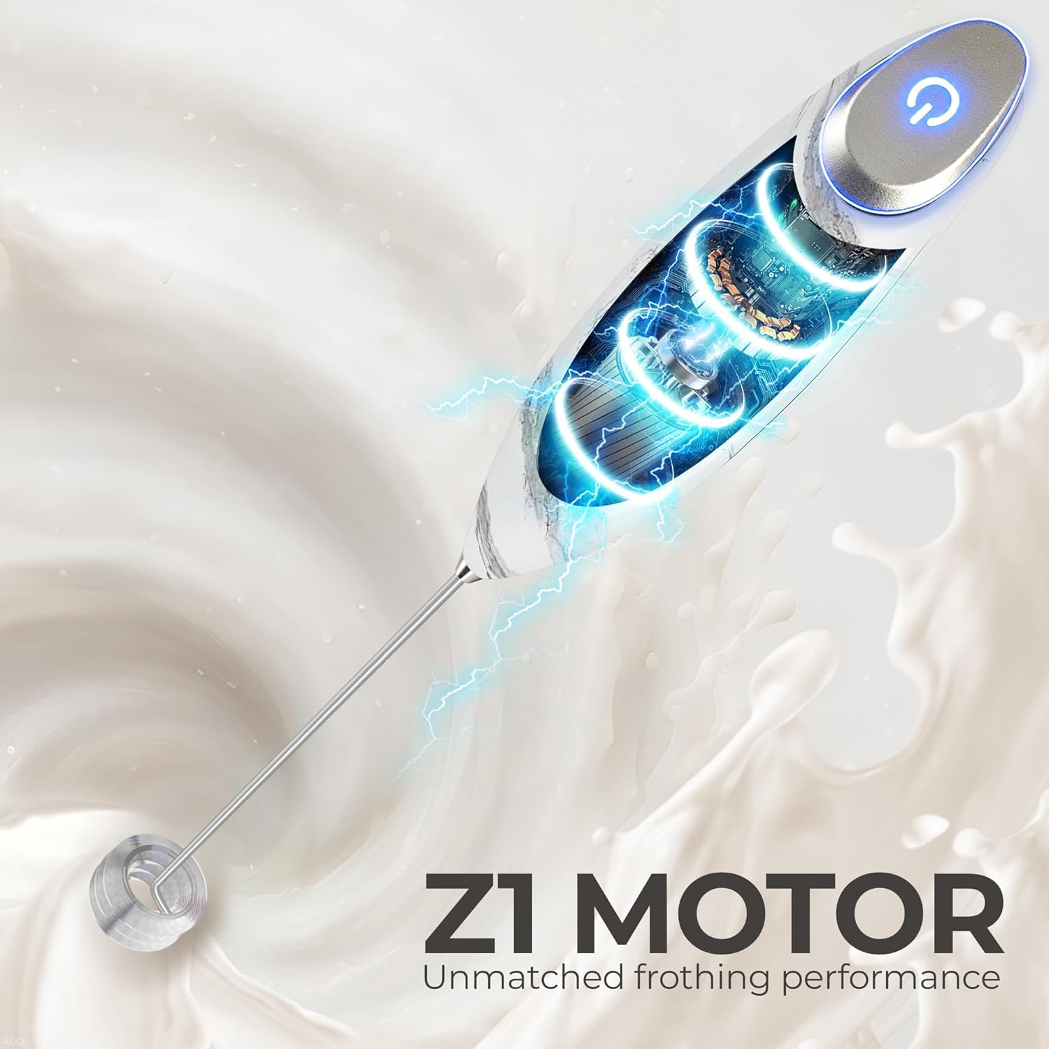 Zulay Kitchen Tornado Triple Whisk Milk Frother - Handheld Foam Maker for Coffee & Lattes - Includes 4 Duracell Batteries - Marble Finish