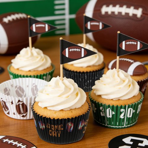 600 Pcs Paper Baking Cups Cupcake Wrappers,Football Cupcake Liners