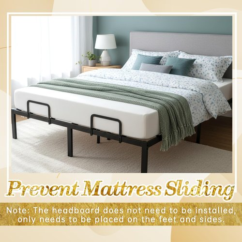 SHENLIU 4 Pack Mattress Slide Stopper, Metal Mattress Gripper Retainer Bar Mattres Stoppers to Prevent Sliding, Adjustable Non Slip Holder in Place Grippers for Metal Bed Frame, Black