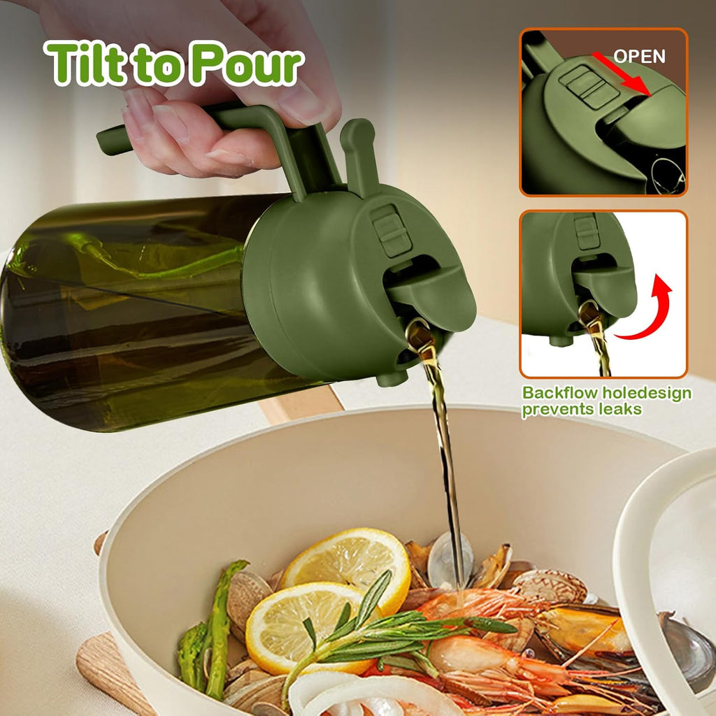 YARRAMATE 16oz Dark Green Oil Sprayer - Food-Grade 2-in-1 Olive Oil Dispenser for Cooking & BBQ