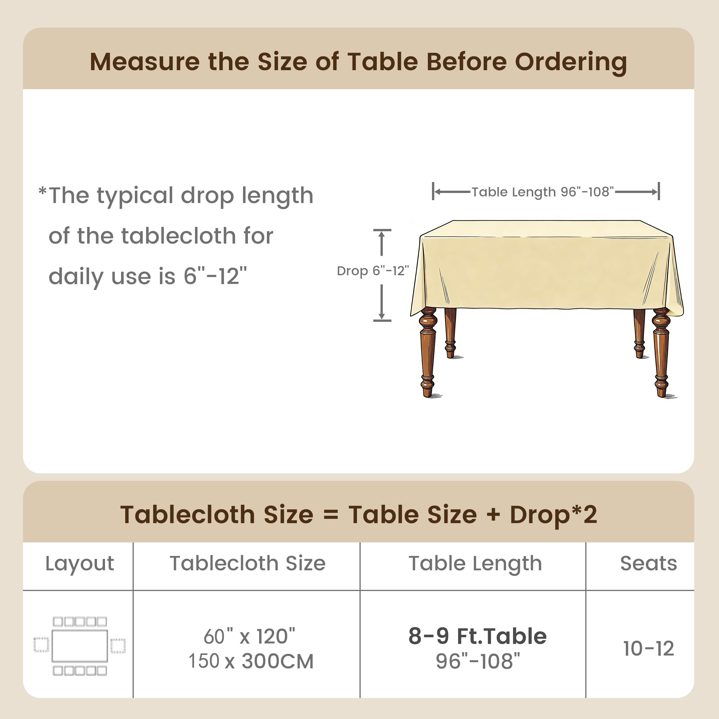 Simple&Opulence Natural Linen Tablecloth for Rectangle Tables-60×120 Inch, 100% Linen Farmhouse Tablecloth for 10-12 Seat Dining Table, Stonewashed Extra Large Tablecloth for Banquet, Dinner, Wedding