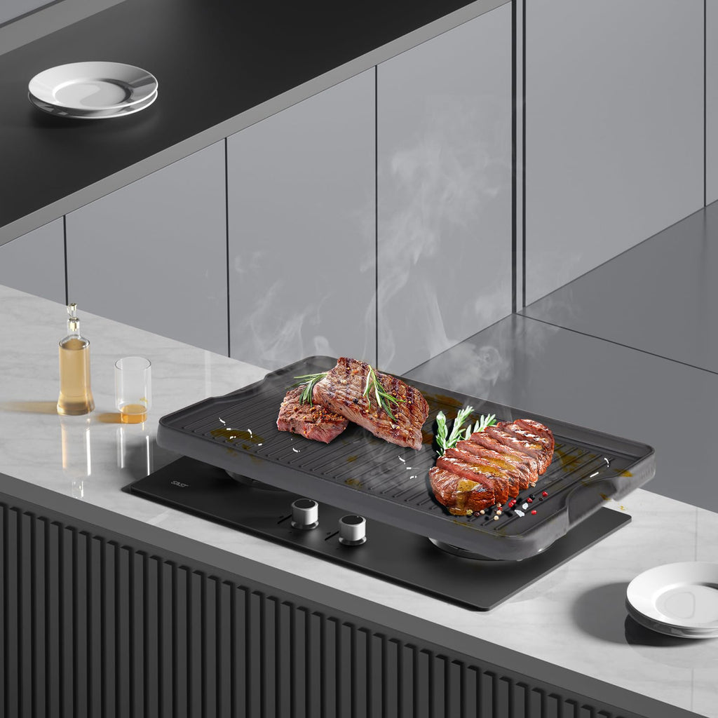 WEBROIL 24" X 16" Reversible Cast Iron Griddle for Camp Chef, Flat Top Plate for Gas/Stove/Charcoal/Propane Grill, Universal 4 Burner Stove Top Griddle for Outdoor Cooking & Camping Accessories