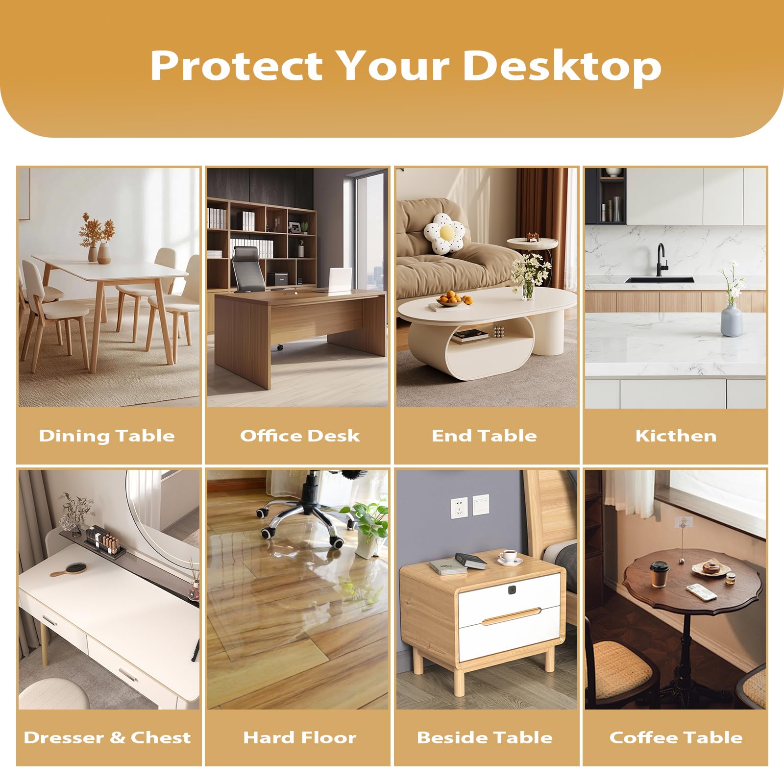 ProsperJoyChant 40x80in Clear PVC Table Protector 1.4mm Waterproof Cover