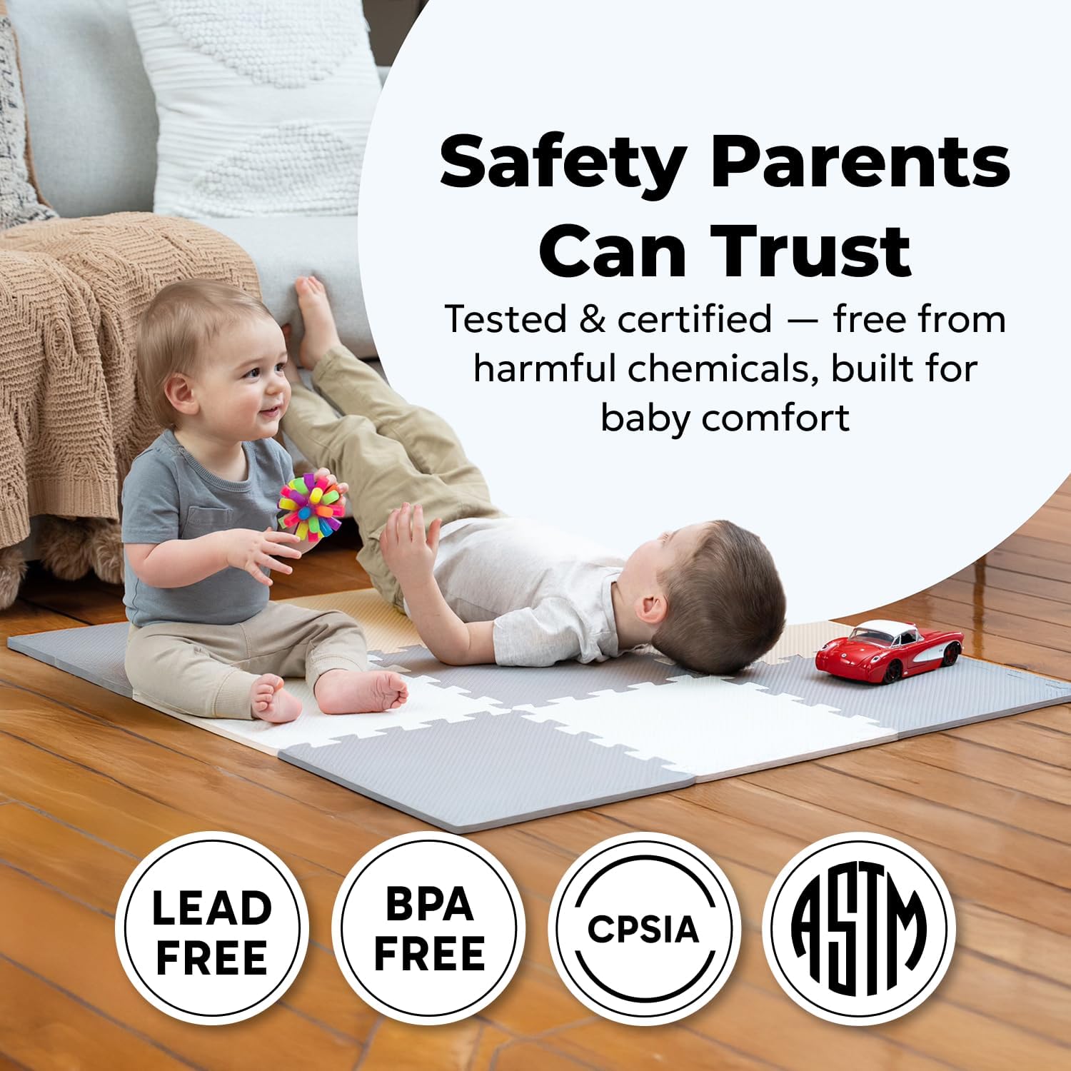 MioTetto Baby Play Mat - Portable Foam Floor Tiles for Safe Crawling & Development | Soft, Stylish Design