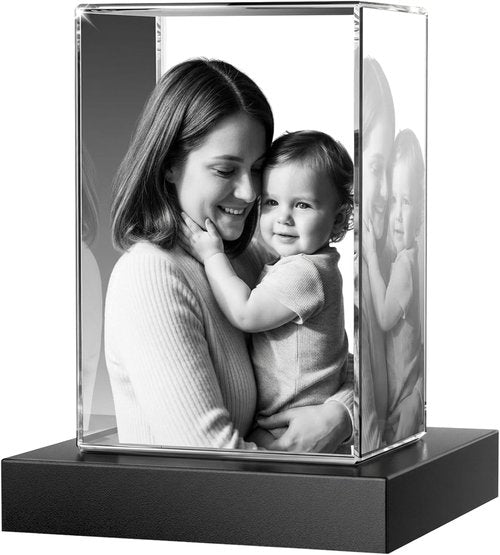 3D Crystal Photo | Personalized Laser Engraved Portrait Gift for Mom, Wife - Small Keepsake for Mother's Day