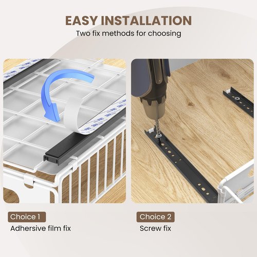 NECHEGI Pull Out Cabinet Organizer, 4 Pack Heavy Duty Slide Out Drawers Pantry Shelves Fixed With Strong Adhesive Glue and Handle for Kitchen, Living Room, Bathroom, Home (14.8" D X 9.6" W X 3.9" H)