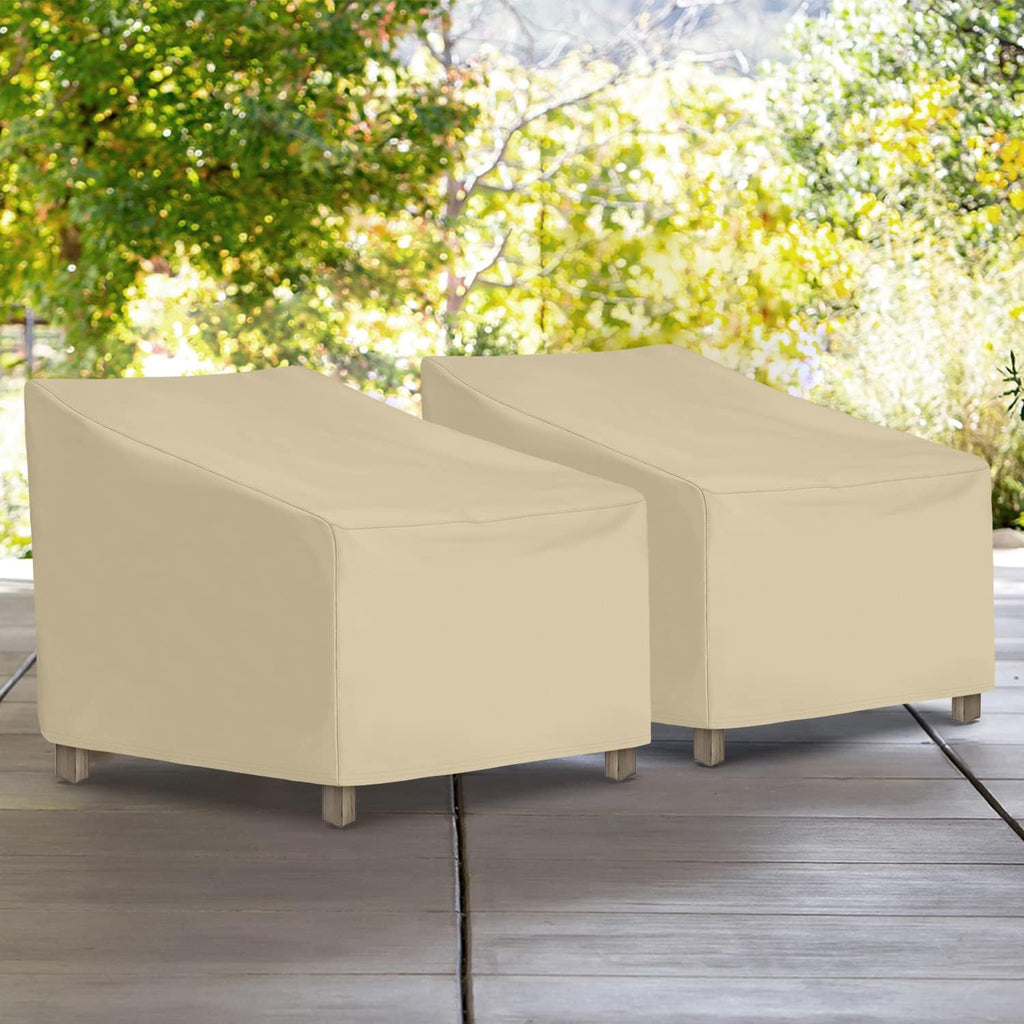 SunPatio Outdoor Chair Covers - Heavy Duty Waterproof Protection | 2 Pack, Beige, 34" W x 37" D x 36"/25" H