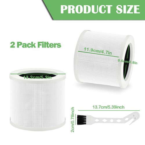 2 Pack A1 Replacement Filter Compatible with VEWIOR Air Purifier HQSC-50, HQKJ-80, AMEIFU AP01W, KOIOS HQKJ-50, Tailulu PUR0003, 3-IN-1 Air Cleaner Filter with Brush for A1 Air Purifier