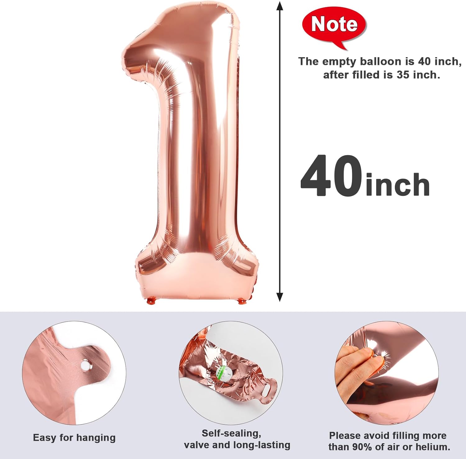 Rose Gold 40 Inch Number 8 Balloon - Perfect for 8th Birthday Parties, Weddings & Graduations