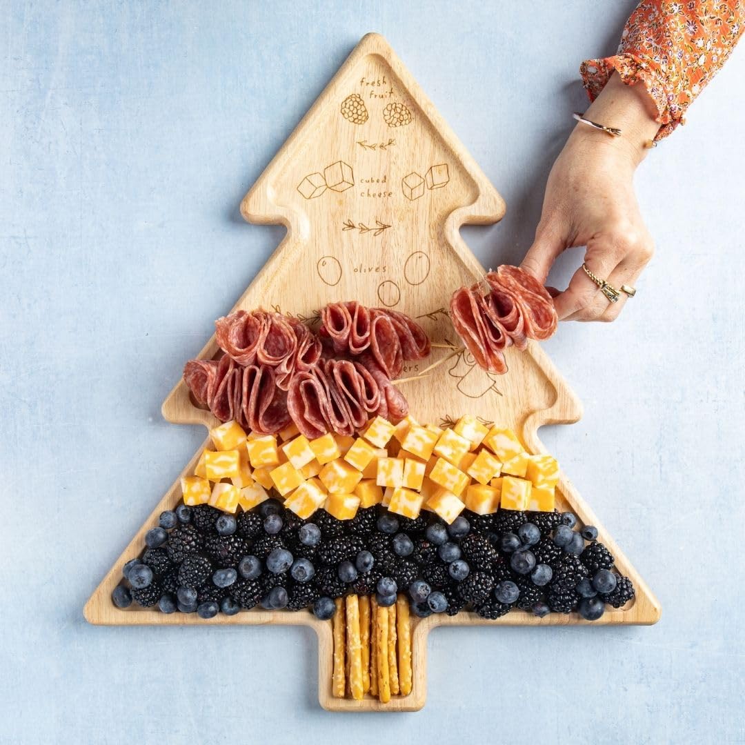 CharcuTree Board & Placement Guide - Best Gift for Housewarming & Foodies - Easy-to-Follow Christmas Tree Appetizer Visual Map Designed by Meg Quinn - Create A Pro-Level Board Arrangement - 18" x 15"