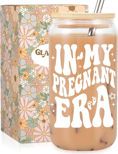 Fairy's Gift Iced Coffee Cup for Pregnant Women - Cute 16 oz Glass Mug | Perfect Gift for New Moms