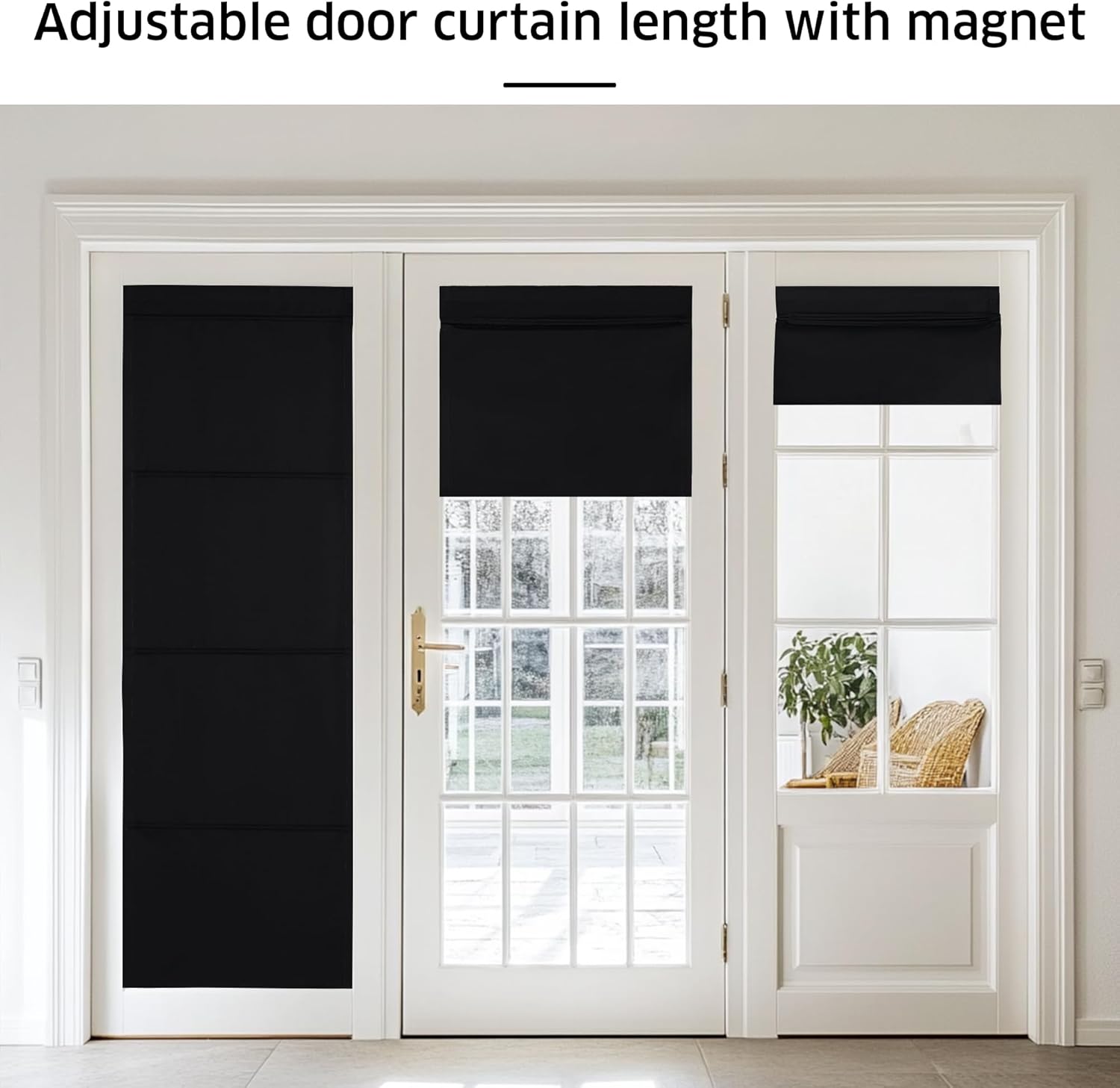 NICETOWN Magnetic Blackout Curtains - Thermal Insulated Privacy Blinds for French Doors | 27" x 64", Black