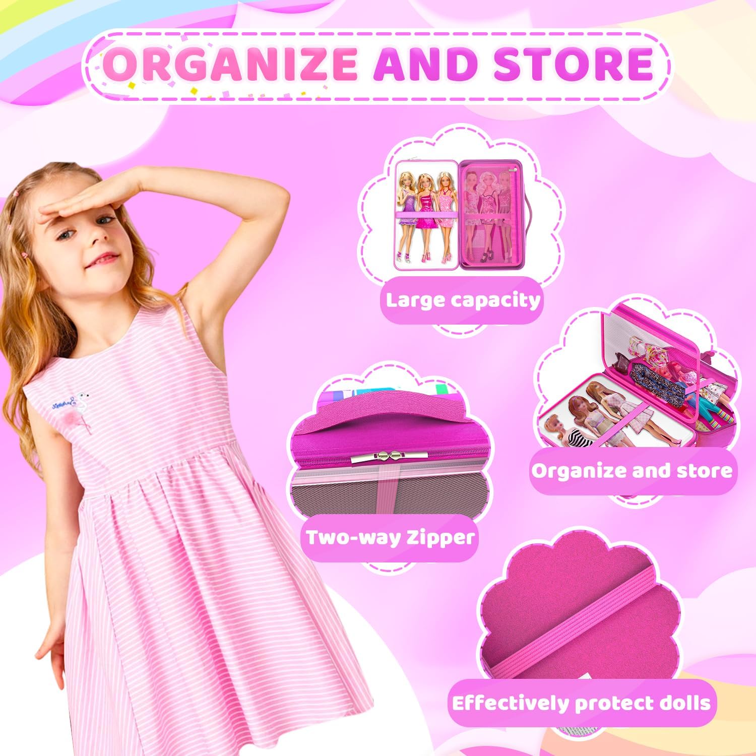 Barbie | 12-Inch Doll Carrying Case - Spacious Design for Dolls & Accessories | Fits 6 Dolls