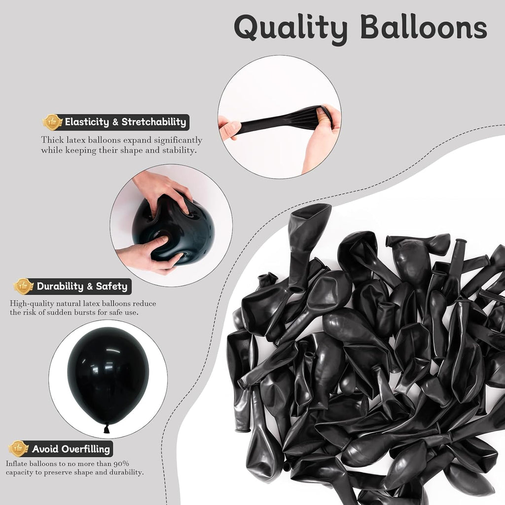 Black Balloons - 60 PCS 12-Inch Latex Balloons for Birthday, Wedding, Baby Shower & Holiday Decor