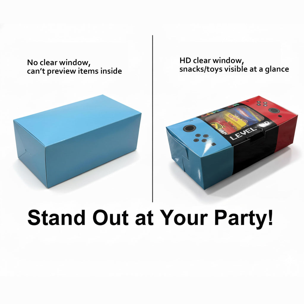 Sahjzk 12PCS Video Game Party Favor Boxes with Clear Window | Gamer Goodie Boxes for Kids Birthday Supplies | Gaming Themed Treat Boxes for Candy & Toys | Party Decorations & Gifts