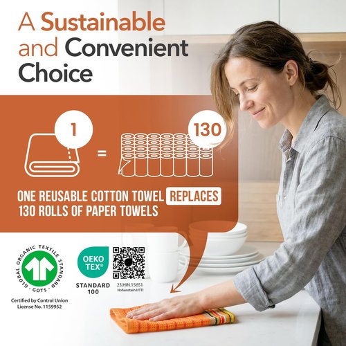 TEXAS LINEN CO. Kitchen Dish Towels, 100% Cotton Salsa Towels, Set of 24 (16x28 Inches), Multi Purpose Cooking Drying Restaurant Bar Cleaning Cloth Napkin, Highly Absorbent, Lint Free, Multi-Color