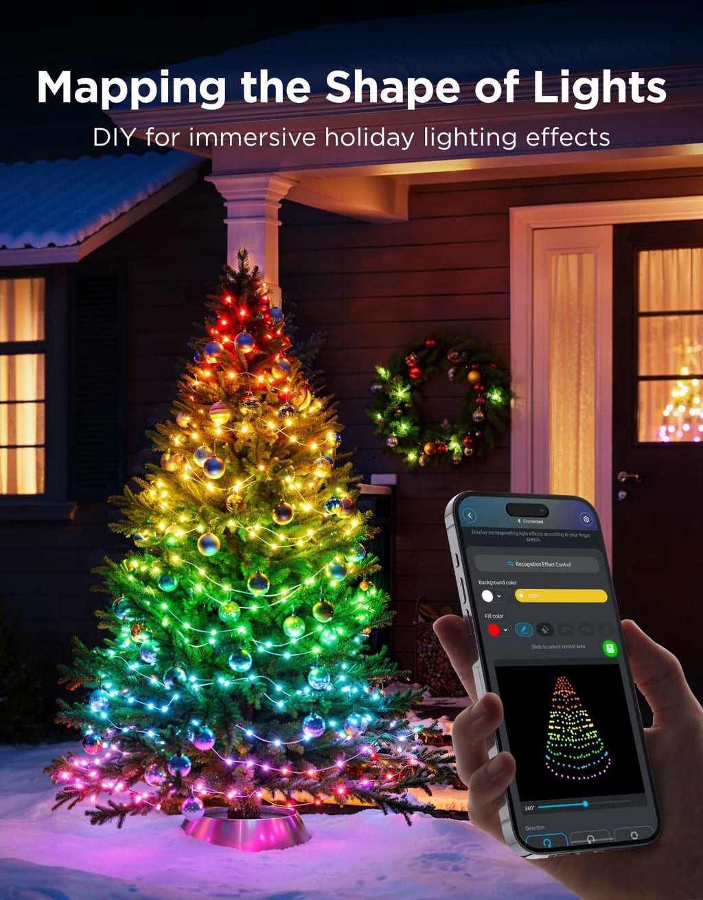 Govee Christmas Lights 2, RGBWIC 66FT 200LEDs Holiday String Lights with Shape Mapping Function, Smart LED Decoration for Indoor Outdoor Tree, 130+ Preset Scenes, Voice and APP Control, Green Wire