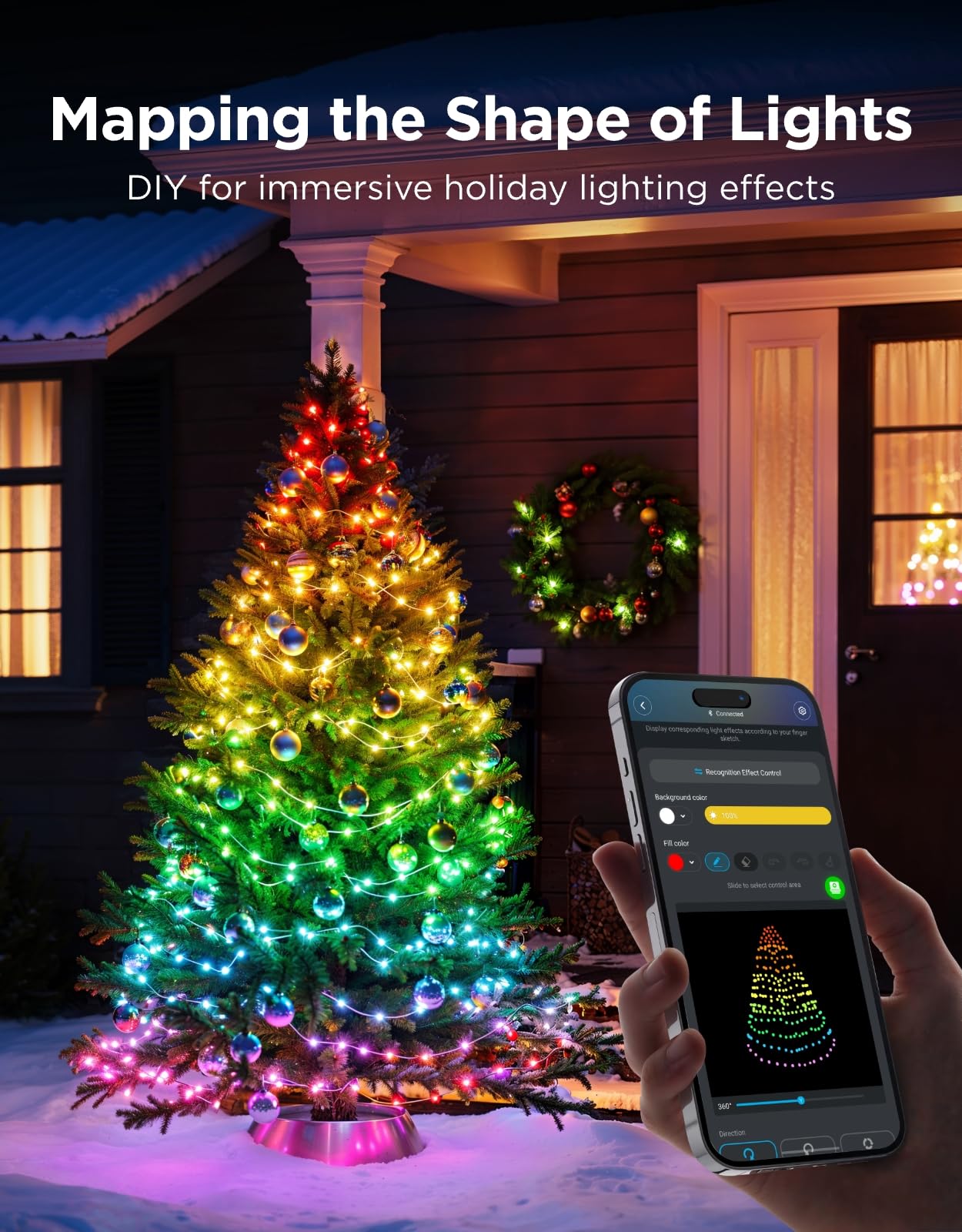 Govee Christmas Lights 2, RGBWIC 66FT 200LEDs Holiday String Lights with Shape Mapping Function, Smart LED Decoration for Indoor Outdoor Tree, 130+ Preset Scenes, Voice and APP Control, Green Wire