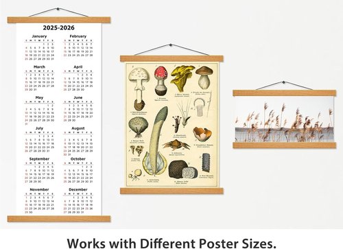 HONKKI Magnetic Poster Frame Hanger - Natural Teak | Ideal for Photos, Prints, Maps & Canvas Art