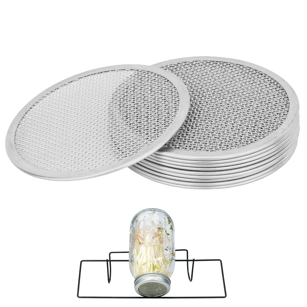 QSYZAIL 10 Pcs Sprouting Lids for Mason Jar 2.75 Inch Regular Mouth 304 Stainless Steel Screen Filter Strainer Lid